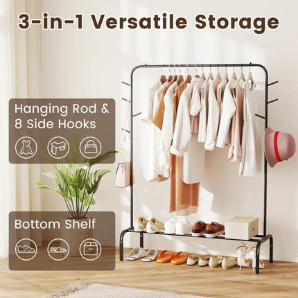 Heavy Duty Clothes Rack 50-Inch Wide Metal Garment Wardrobe Rack-Black - Black - Clothing & Closet Storage
