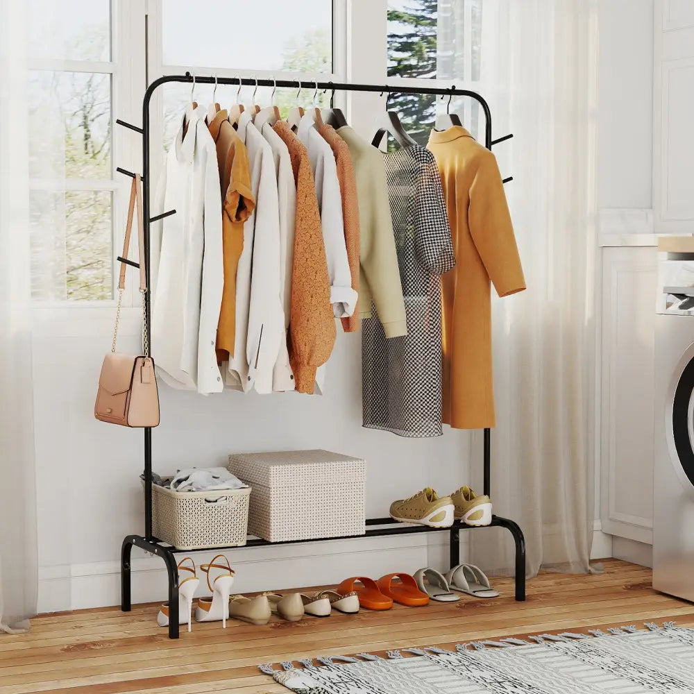 Heavy Duty Clothes Rack 50-Inch Wide Metal Garment Wardrobe Rack-Black - Black - Clothing & Closet Storage