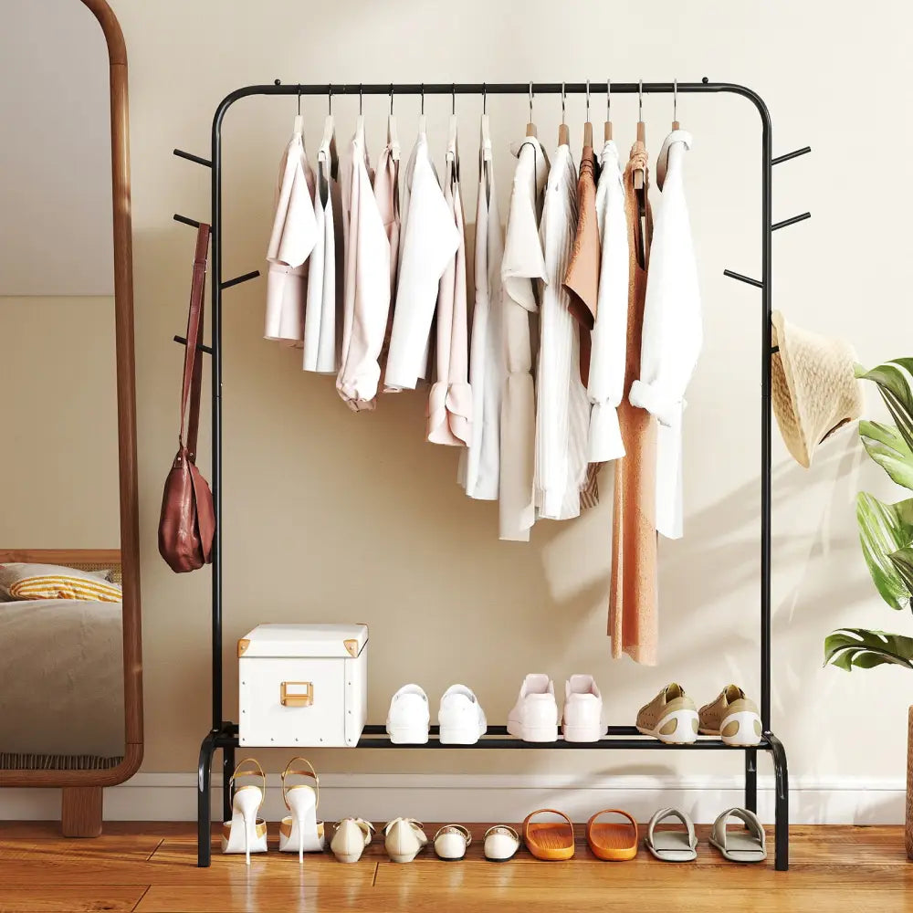Heavy Duty Clothes Rack 50-Inch Wide Metal Garment Wardrobe Rack-Black - Black - Clothing & Closet Storage