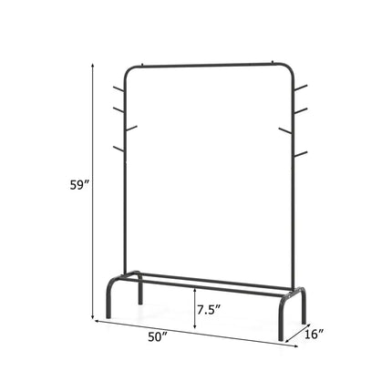 Heavy Duty Clothes Rack 50-Inch Wide Metal Garment Wardrobe Rack-Black - Black - Clothing & Closet Storage