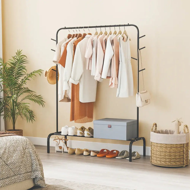 Heavy Duty Clothes Rack 50-Inch Wide Metal Garment Wardrobe Rack-Black - Black - Clothing & Closet Storage