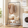 Heavy Duty Clothes Rack with Hanging Rod and Storage Shelves-Black - Black - Clothing & Closet Storage