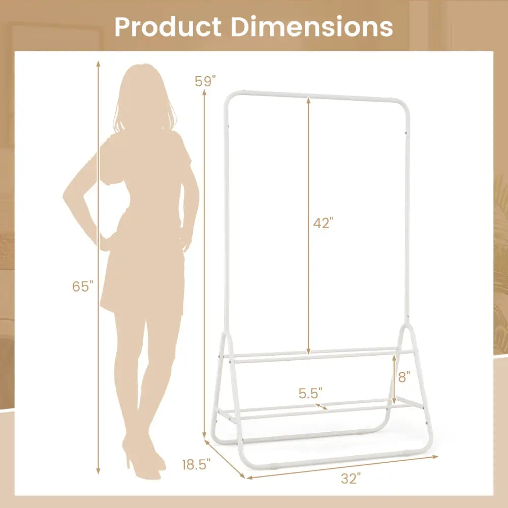 Heavy Duty Clothes Rack with Hanging Rod and Storage Shelves-White - White - Clothing & Closet Storage