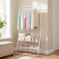 Heavy Duty Clothes Rack with Hanging Rod and Storage Shelves-White - White - Clothing & Closet Storage