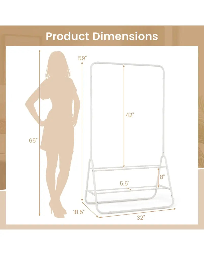 Heavy Duty Clothes Rack with Hanging Rod and Storage Shelves-White - White - Clothing & Closet Storage