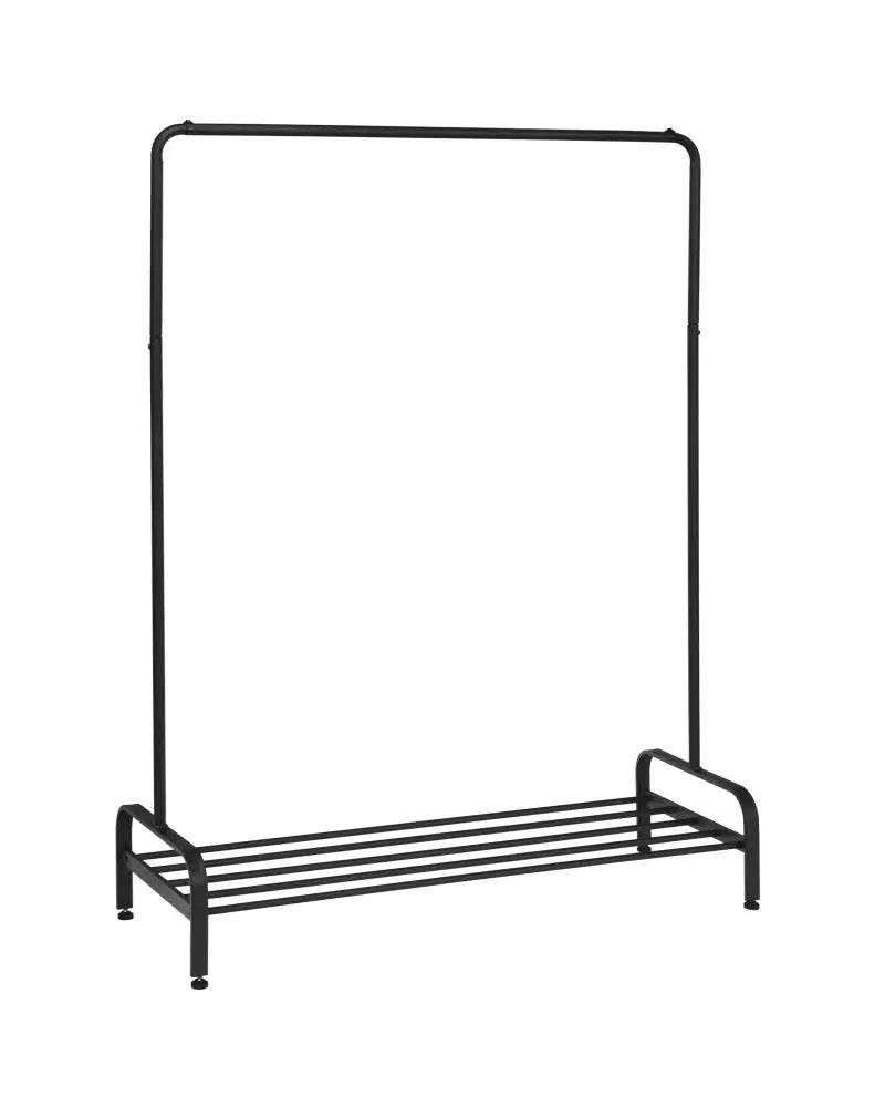 Heavy Duty Clothes Stand Rack with Top Rod and Lower Storage Shelf - Black - Clothing & Closet Storage