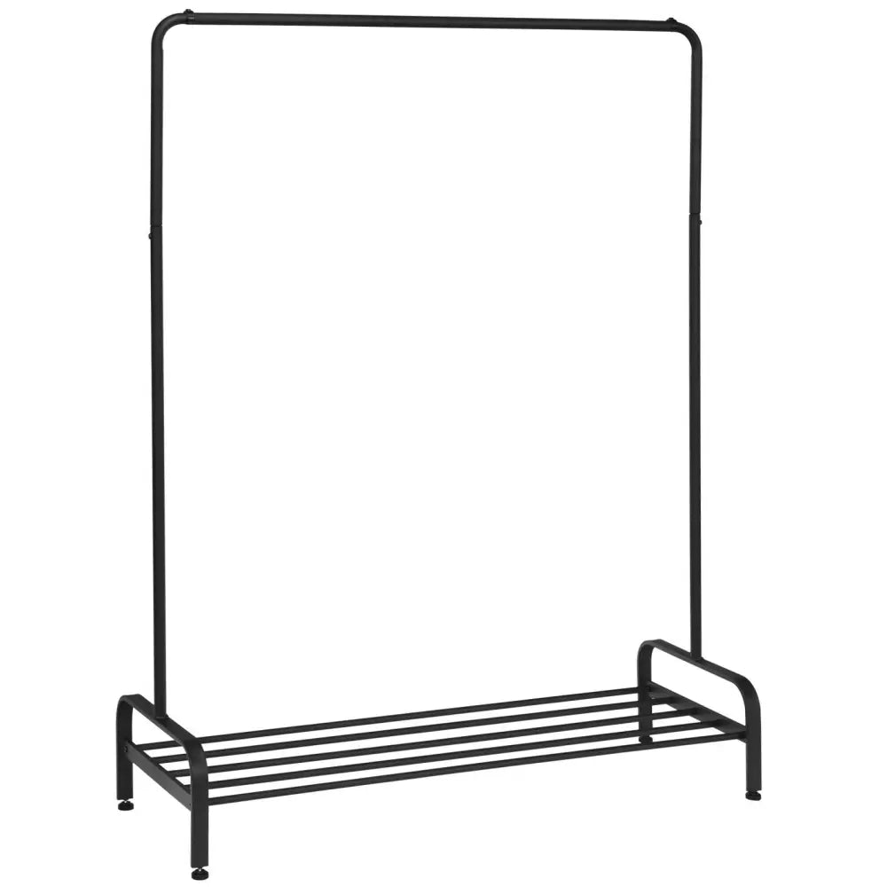 Heavy Duty Clothes Stand Rack with Top Rod and Lower Storage Shelf - Black - Clothing & Closet Storage