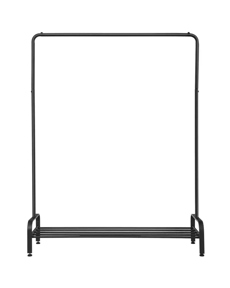 Heavy Duty Clothes Stand Rack with Top Rod and Lower Storage Shelf - Black - Clothing & Closet Storage