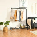 Heavy Duty Clothes Stand Rack with Top Rod and Lower Storage Shelf - Black - Clothing & Closet Storage