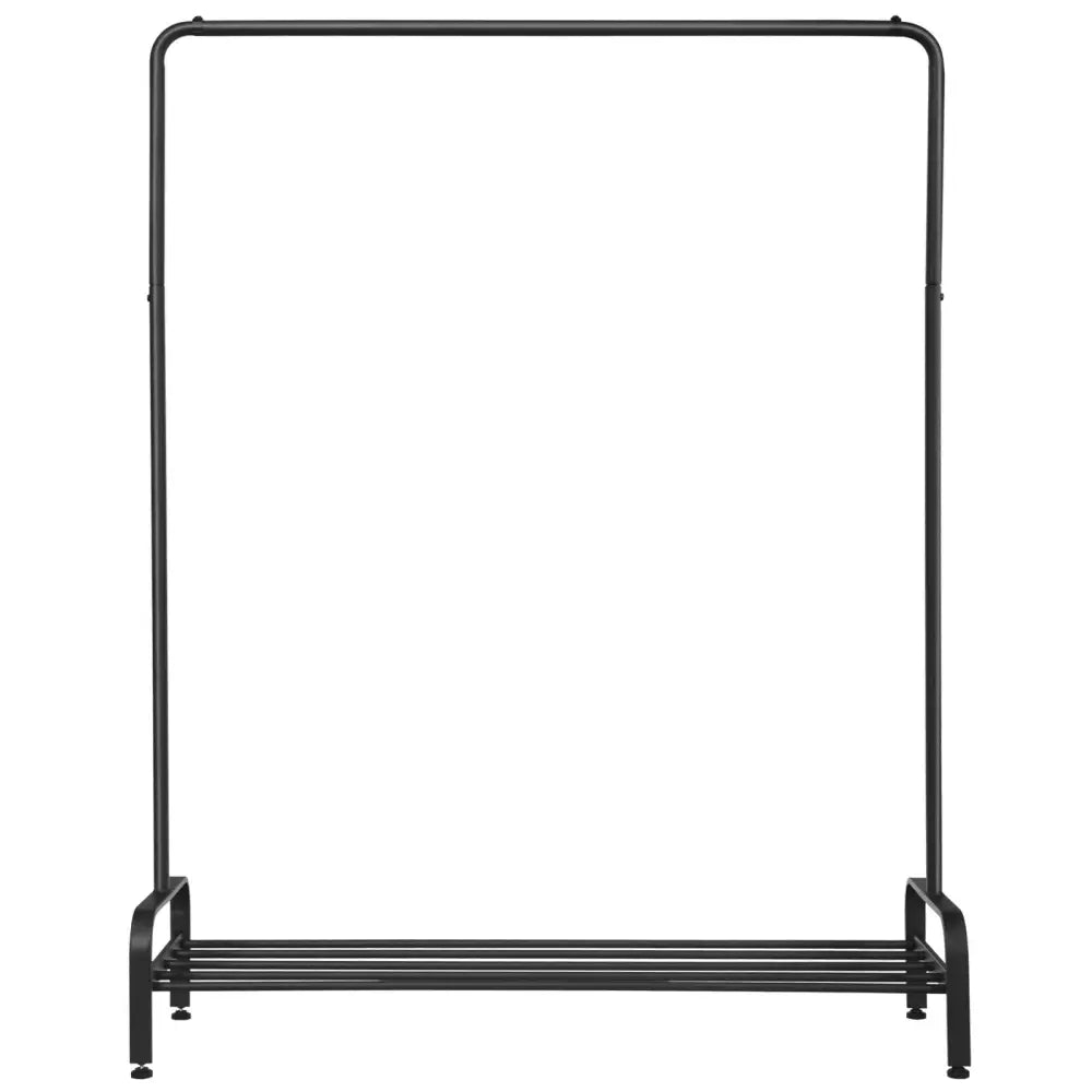 Heavy Duty Clothes Stand Rack with Top Rod and Lower Storage Shelf - Black - Clothing & Closet Storage