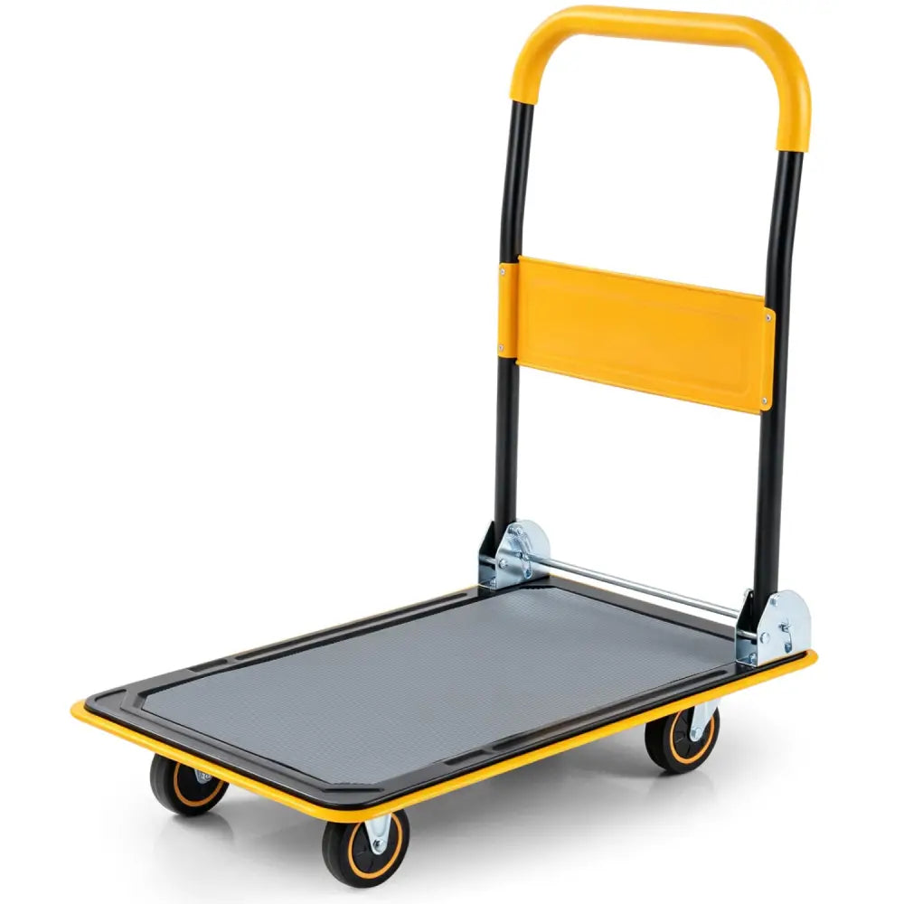 Heavy Duty Foldable Push Cart Dolly with 560 lbs Weight Capacity-Yellow - Yellow - Garages