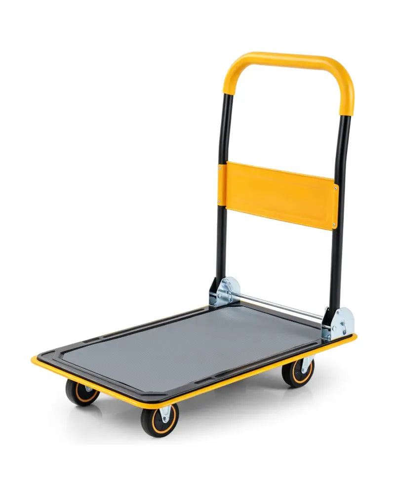 Heavy Duty Foldable Push Cart Dolly with 560 lbs Weight Capacity-Yellow - Yellow - Garages