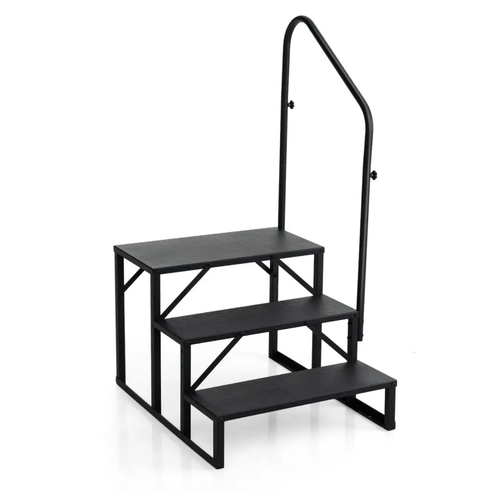 Heavy Duty Hot Tub Stair with Wide Anti-Slip Platforms for Porch and Mobile Home-Black - Black - Ladders