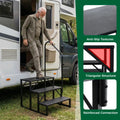Heavy Duty Hot Tub Stair with Wide Anti-Slip Platforms for Porch and Mobile Home-Black - Black - Ladders