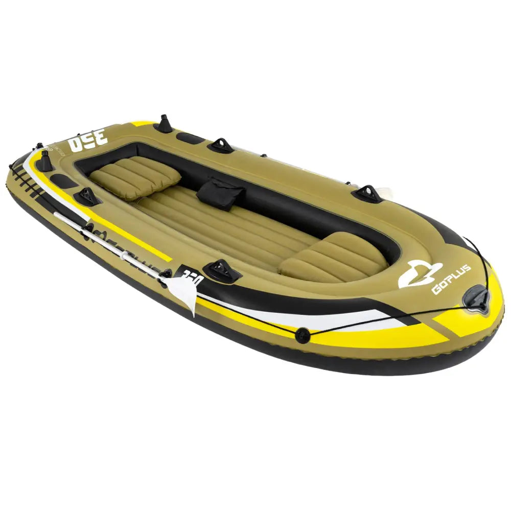 Heavy-Duty Inflatable Boat 4-Person Fishing Raft Set-Green - Green - Water Sports