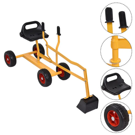 Heavy Duty Kid Ride-on 4-Wheel Excavator Sand Digger - Yellow - Sandboxes