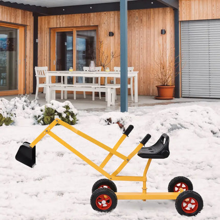 Heavy Duty Kid Ride-on 4-Wheel Excavator Sand Digger - Yellow - Sandboxes