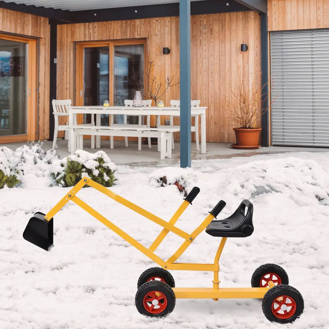 Heavy Duty Kid Ride-on 4-Wheel Excavator Sand Digger - Yellow - Sandboxes