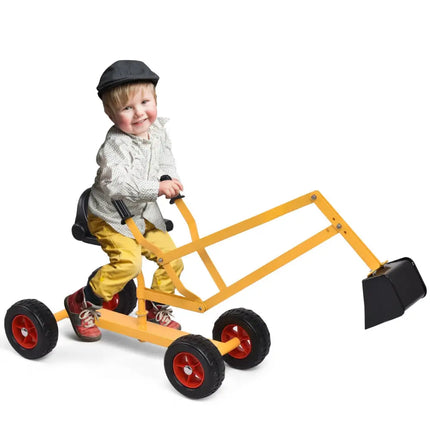 Heavy Duty Kid Ride-on 4-Wheel Excavator Sand Digger - Yellow - Sandboxes