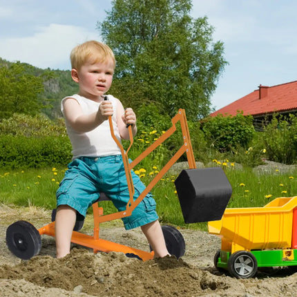 Heavy Duty Kid Ride-on Sand Digger Digging Excavator - Orange - Sandboxes