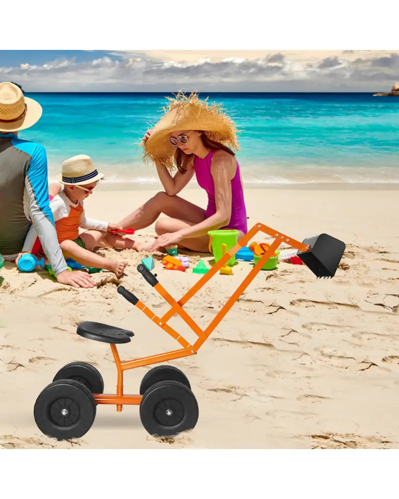 Heavy Duty Kid Ride-on Sand Digger Digging Excavator - Orange - Sandboxes