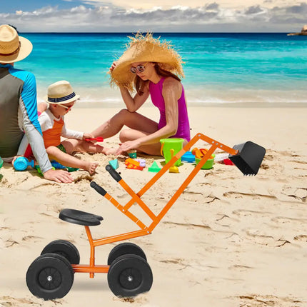 Heavy Duty Kid Ride-on Sand Digger Digging Excavator - Orange - Sandboxes