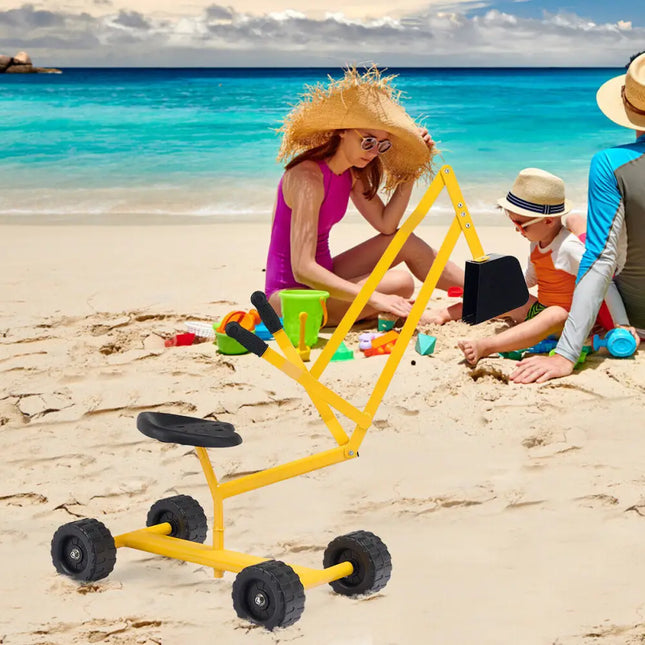 Heavy Duty Kid Ride-on Sand Digger Excavator - Yellow - Sandboxes