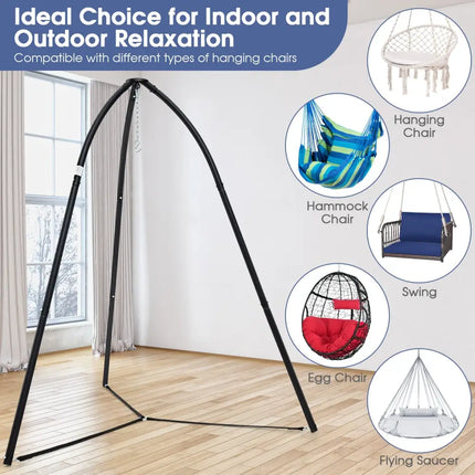 Heavy Duty Metal Hanging Chair Stand with Hanging Chain-Black - Black - Hammocks