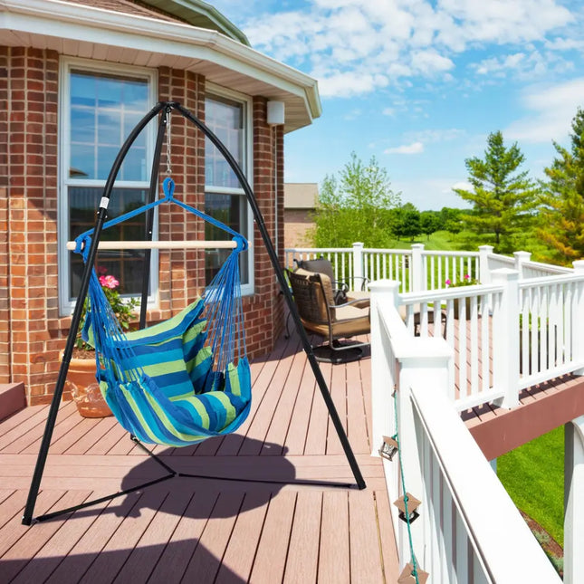 Heavy Duty Metal Hanging Chair Stand with Hanging Chain-Black - Black - Hammocks