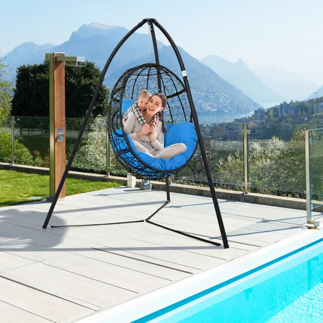 Heavy Duty Metal Hanging Chair Stand with Hanging Chain-Black - Black - Hammocks