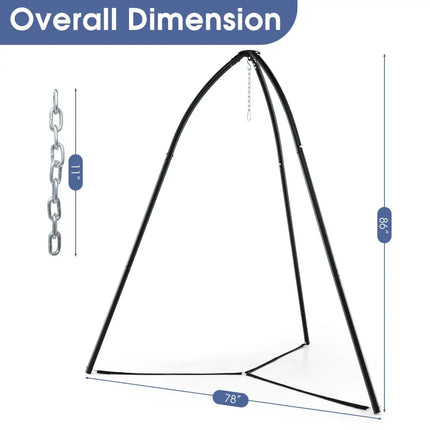 Heavy Duty Metal Hanging Chair Stand with Hanging Chain-Black - Black - Hammocks