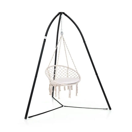 Heavy Duty Metal Hanging Chair Stand with Hanging Chain-Black - Black - Hammocks