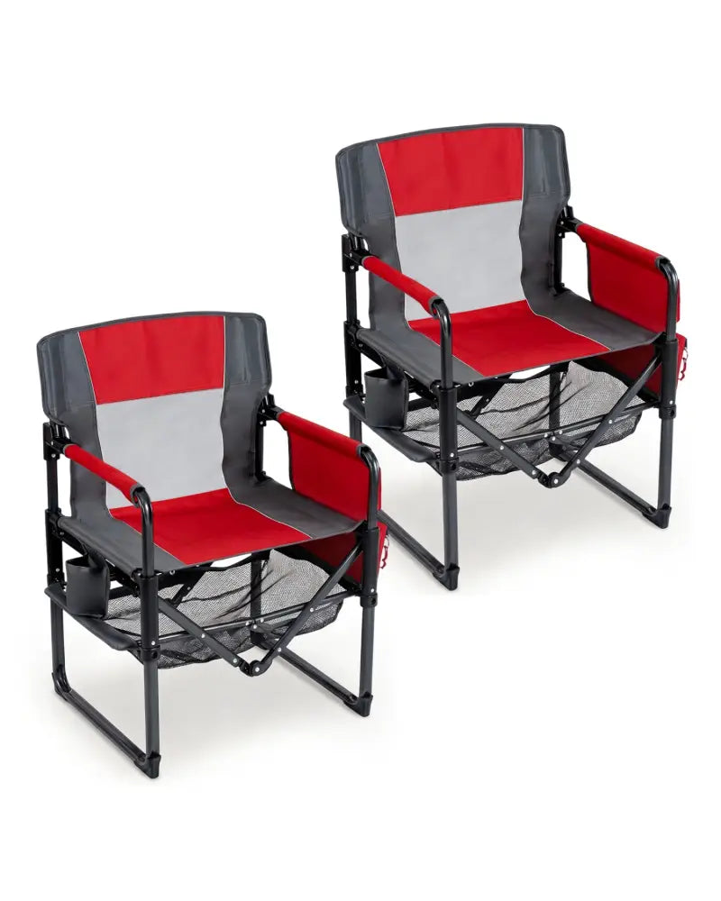Heavy Duty Outdoor Camping Chair with Cup Holder and Bottle Opener-Red - Red - Camping Furniture