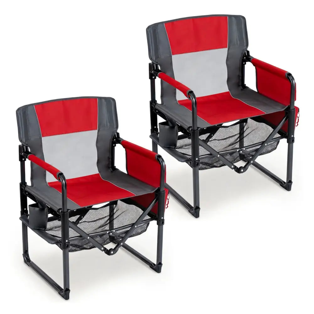 Heavy Duty Outdoor Camping Chair with Cup Holder and Bottle Opener-Red - Red - Camping Furniture