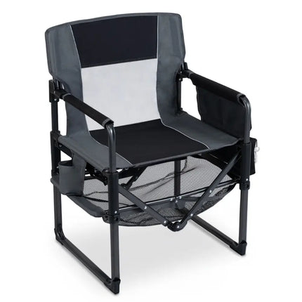 Heavy Duty Outdoor Camping Chair with Cup Holder and Bottle Opener-Black - Black - Camping Furniture