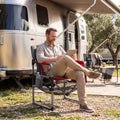 Heavy Duty Outdoor Camping Chair with Cup Holder and Side Pocket-Red - Red - Camping Furniture