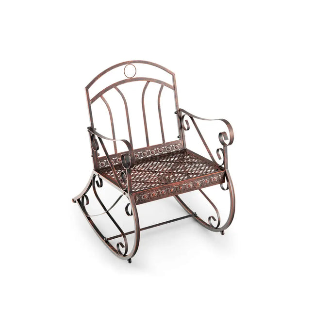 Heavy-Duty Patio Rocking Chair with Ergonomic Backrest and Armrests-Red - Red - Patio Rocking Chairs & Gliders