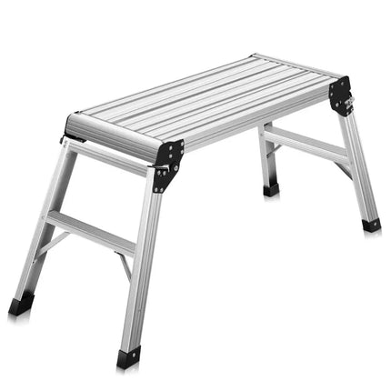 Heavy Duty Portable Bench Aluminum Folding Step Ladder - Silver - Ladders