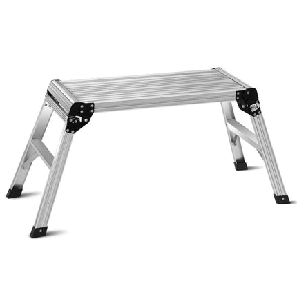 Heavy Duty Portable Bench Aluminum Folding Step Ladder - Silver - Ladders