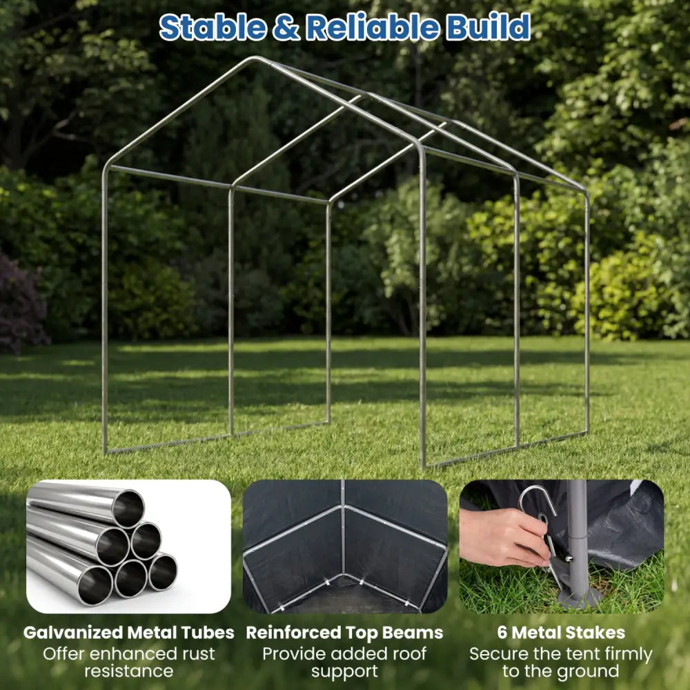 Heavy-Duty Portable Storage Shed with Roll-up Zipper Door-L - Sheds & Outdoor Storage