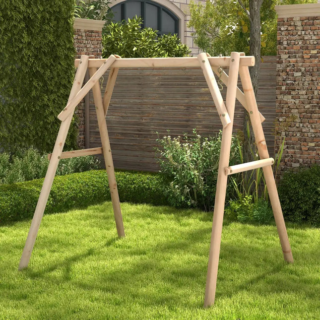 Heavy Duty Wooden Swing Frame with Reinforced Bars - Natural - Porch Swings