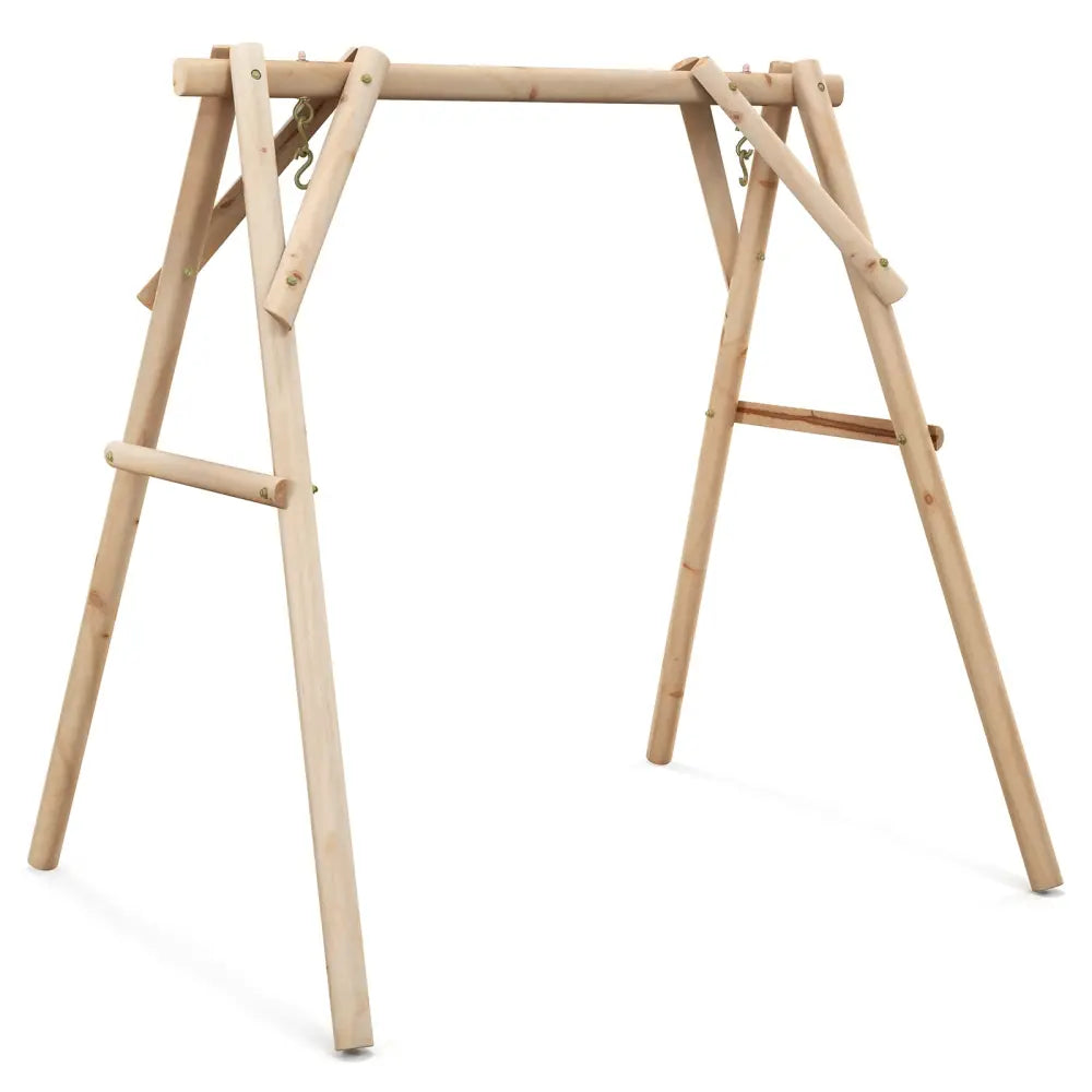 Heavy Duty Wooden Swing Frame with Reinforced Bars - Natural - Porch Swings