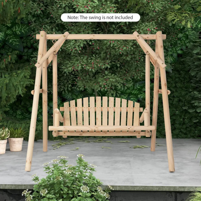 Heavy Duty Wooden Swing Frame with Reinforced Bars - Natural - Porch Swings