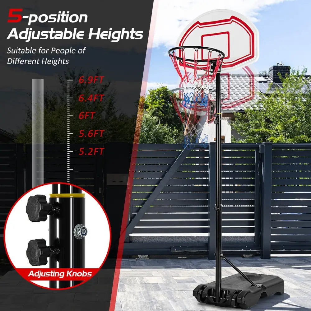 Height Adjustable Basketball Hoop with 2 Nets and Fillable Base - Multicolor - Sport Equipments