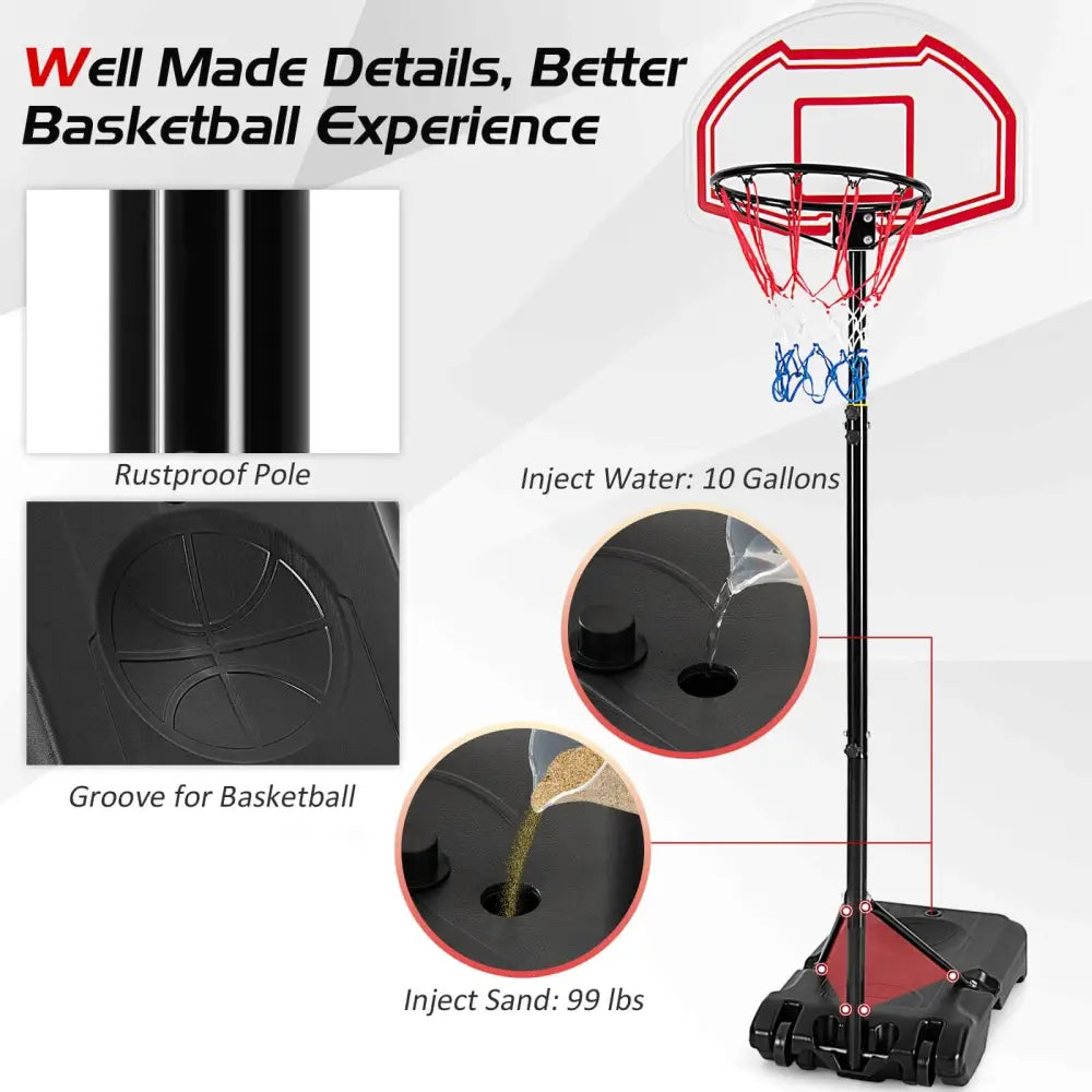 Height Adjustable Basketball Hoop with 2 Nets and Fillable Base - Multicolor - Sport Equipments