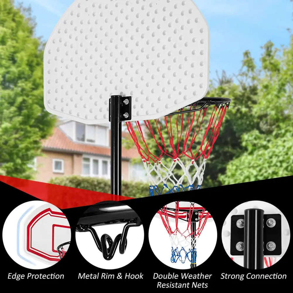 Height Adjustable Basketball Hoop with 2 Nets and Fillable Base - Multicolor - Sport Equipments