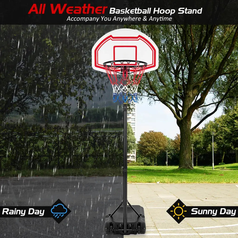 Height Adjustable Basketball Hoop with 2 Nets and Fillable Base - Multicolor - Sport Equipments