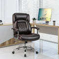 Height Adjustable Big and Tall Office Chair Computer Desk Chair with Metal Base-Brown - Brown - Big and Tall Chairs