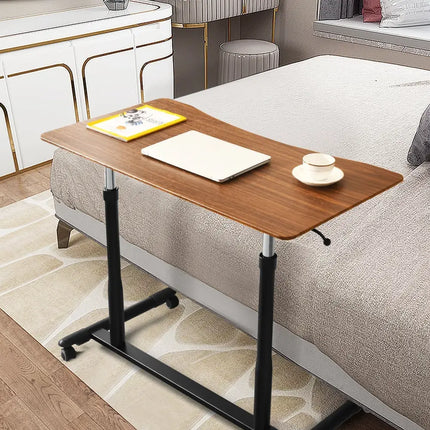 Height Adjustable Computer Desk Sit to Stand Rolling Notebook Table-Brown - Brown - Standing Desks