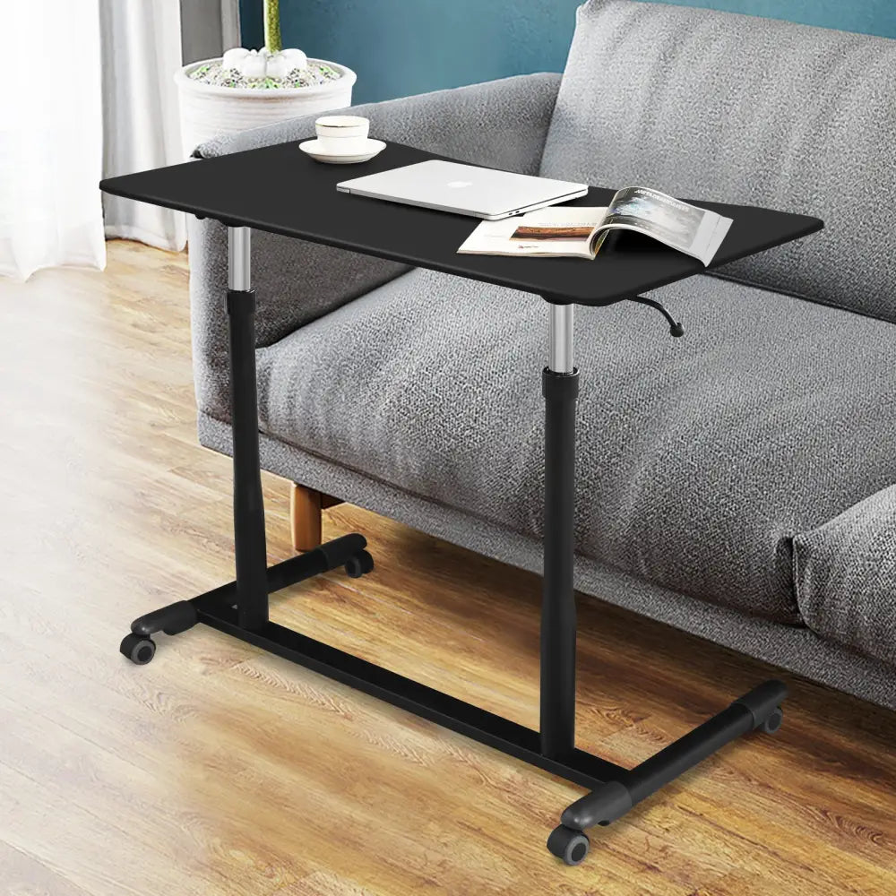 Height Adjustable Computer Desk Sit to Stand Rolling Notebook Table -Black - Black - Standing Desks